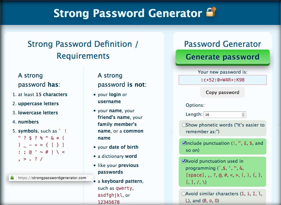 Use a Strong password generator
